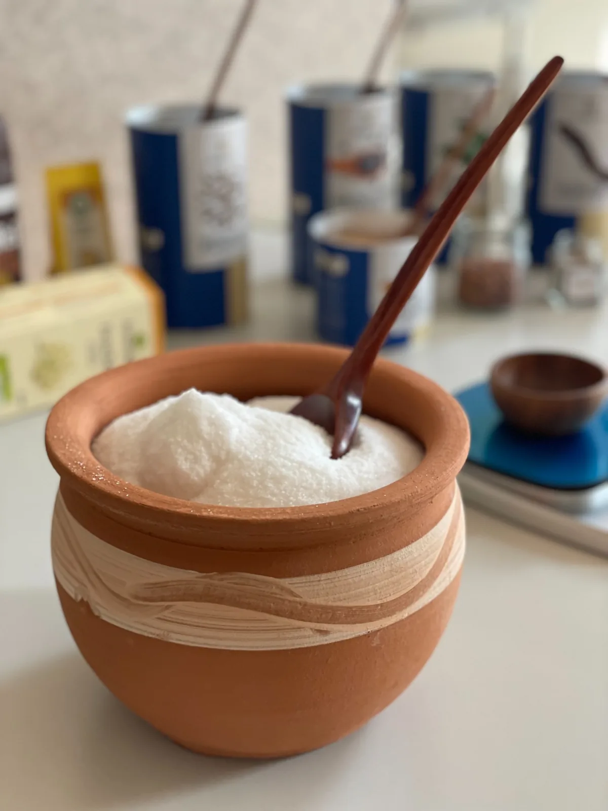 Abgewogenes Salz für die Fermentation von Gemüse